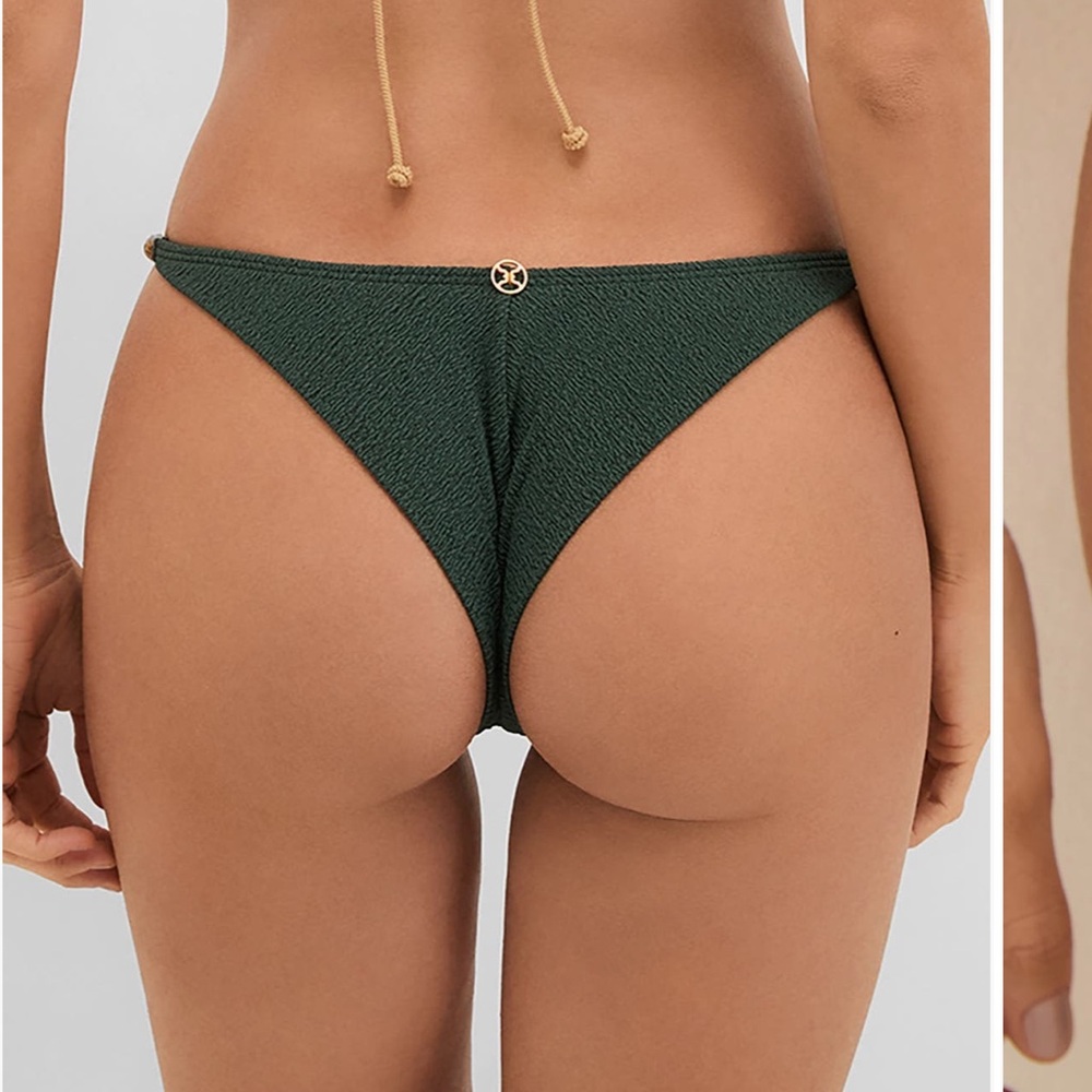 Vix Olive Green Strappy Ring Bikini set NWT Top L bottom XS together or sep - Picture 3 of 8